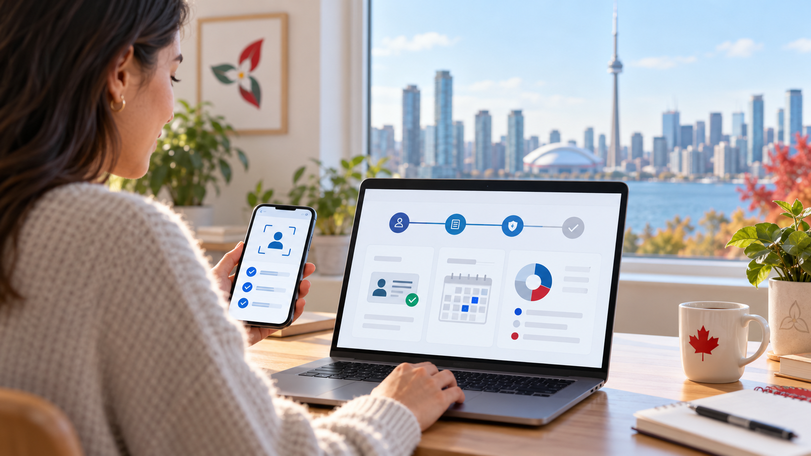 Ontario applicant reviewing an online loan application, repayment calendar and borrowing costs