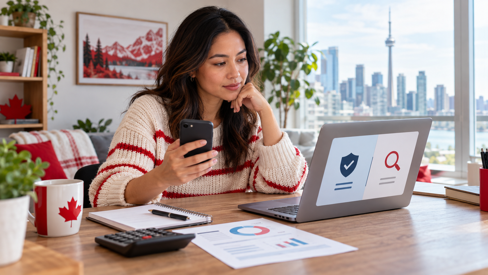 Canadian borrower comparing personal loan options while reviewing soft and hard credit checks