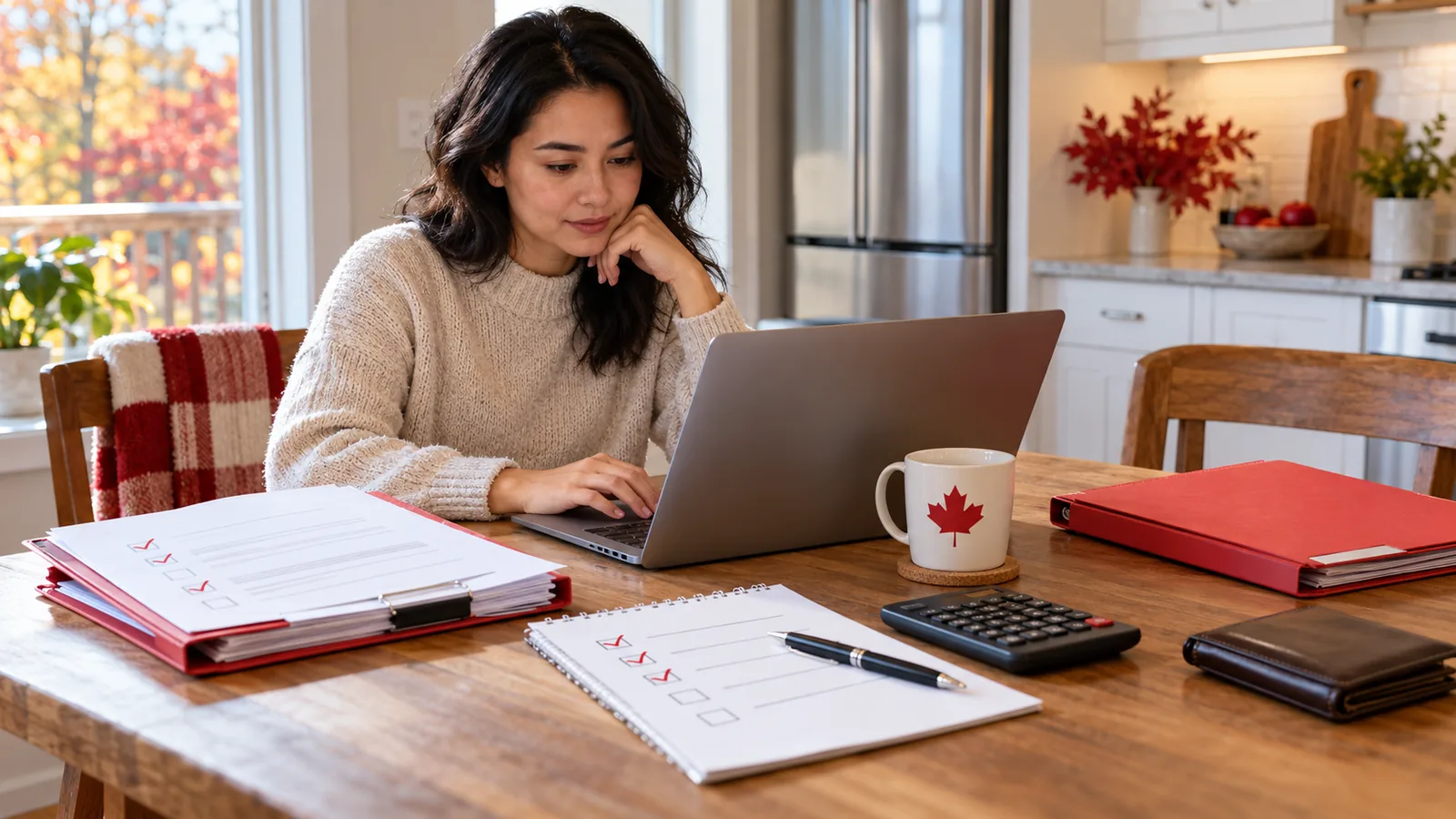 Canadian applicant reviewing a preliminary loan checklist on a laptop before a final lending decision